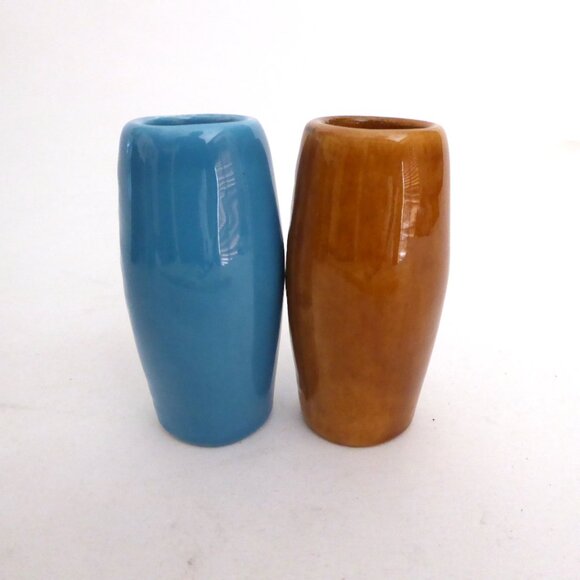 NEW VINTAGE MAORI MOAI TOTEM BLUE & BROWN CERAMIC TIKI MUG & SHOT LOT OF 4 - Picture 9 of 11